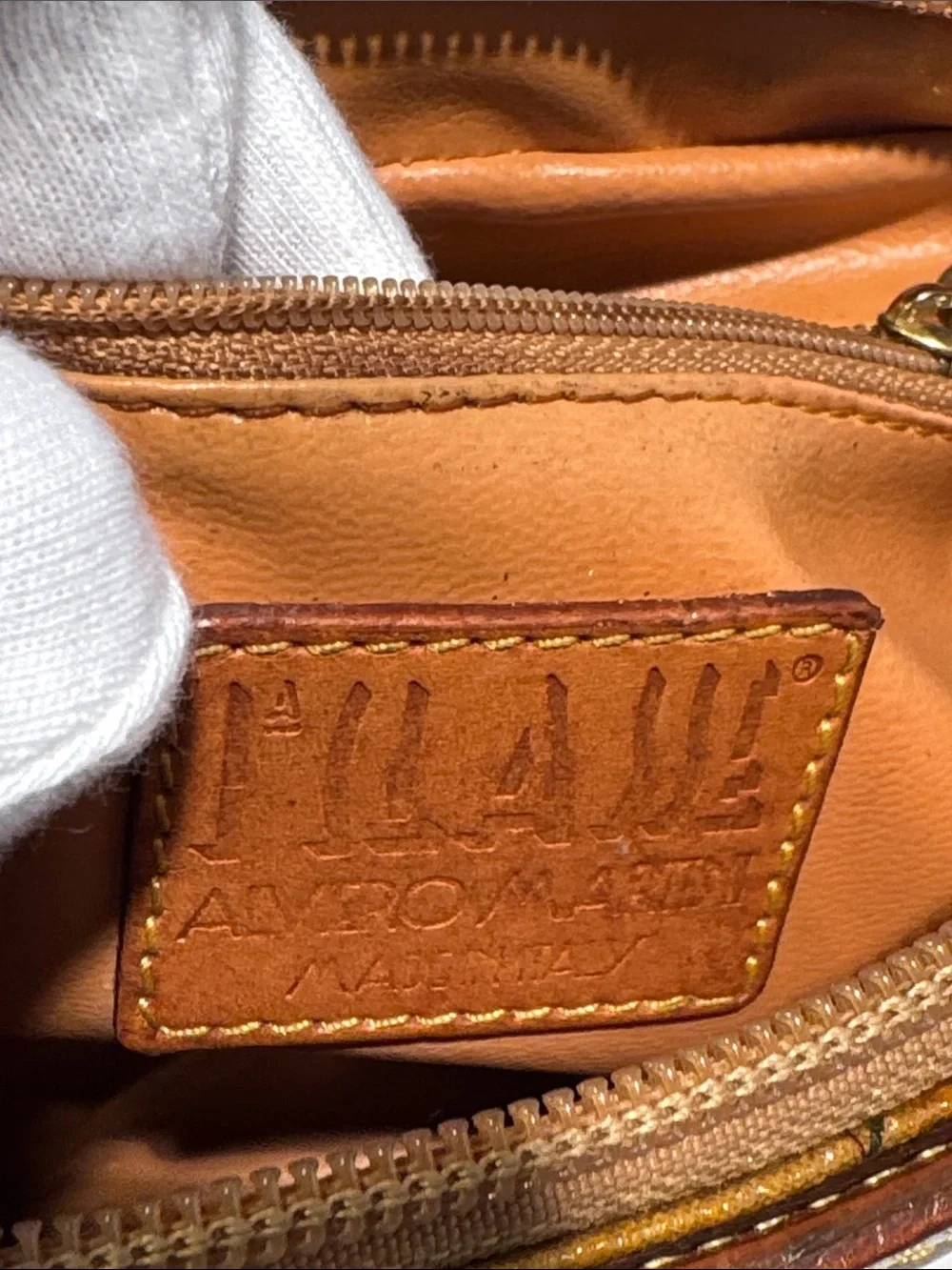 Alviero Martini Brown Map-Print Leather Messenger Bag